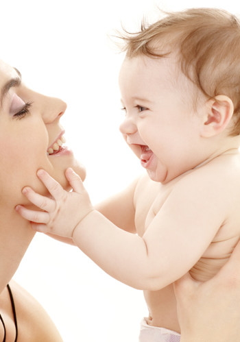 mother and bany